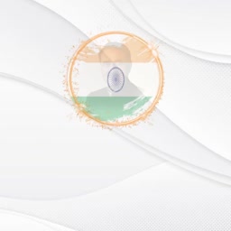 An abstract, modern digital design featuring the Indian national flag colors inside a circular frame on a light, wavy white background.