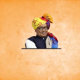 Portrait of Indian politician Digvijaya Singh wearing a traditional Rajasthani turban