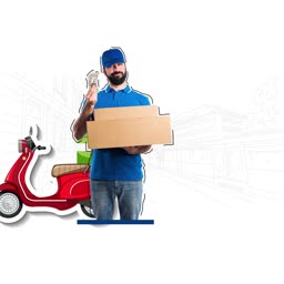 Delivery Courier With Scooter And Packages Banner For Instagram