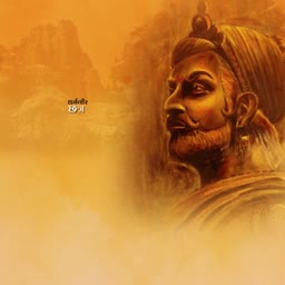 Artistic portrait of Chhatrapati Shivaji Maharaj with a golden sunset background