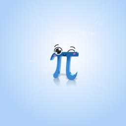 A cute, 3D-style blue pi symbol character winking on a light blue gradient background
