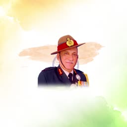 Portrait of late General Bipin Rawat with Indian tricolor watercolor background