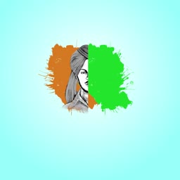 A stylized artistic representation of freedom fighter Bhagat Singh featuring Indian flag colors