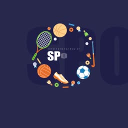 Various sports equipment arranged in a circle for International Day of Sports