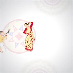 A flat illustration of a Bihu dancer and a musician on a light background