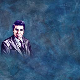A portrait of Indian mathematician Srinivasa Ramanujan against a textured dark blue background.