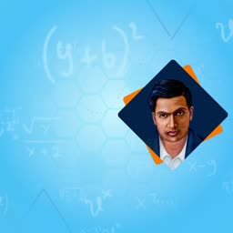 A portrait of a young man against a blue background with mathematical equations