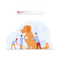 Veterinarians caring for a large dog illustration for World Veterinary Day