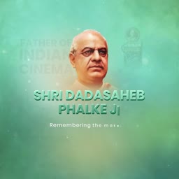 Portrait of Shri Dadasaheb Phalke, the father of Indian cinema, on a green background