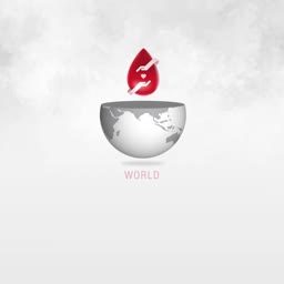 A blood drop with hands held above a globe representing World Blood Donor Day.