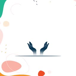 Minimalist digital illustration of two hands reaching upward against a clean background with pastel abstract shapes