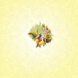 An artistic representation of Lord Vishnu resting on Sheshnag with Goddess Lakshmi in a light yellow background