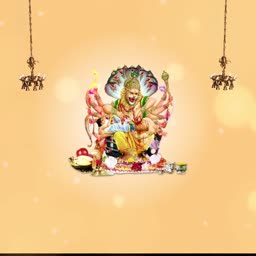 Lord Narasimha avatar of Vishnu decorated with lamps