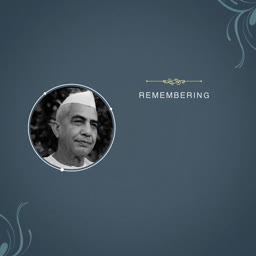A memorial graphic with a portrait of an Indian male leader wearing a white cap on a muted blue background.