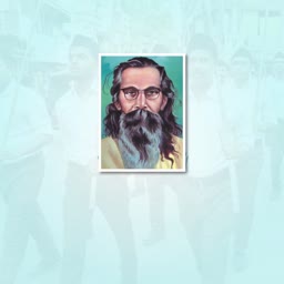Portrait of MS Golwalkar with a light blue background