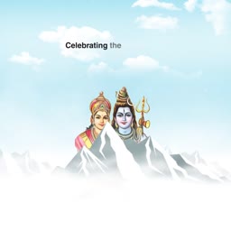 Illustration of Lord Shiva and Goddess Parvati on a snowy mountain