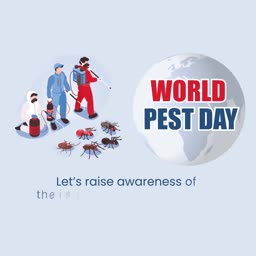 Professional pest control team with a globe graphic for World Pest Day