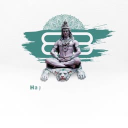 Lord Shiva meditating on a tiger skin with sacred symbols and mandala background