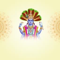Lord Vishnu with Sheshnag and traditional Hindu artistic background