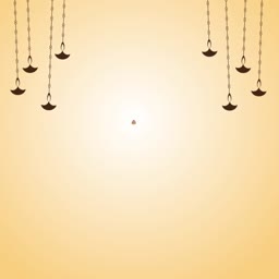 Decorative hanging oil lamps on a festive gold background for Diwali