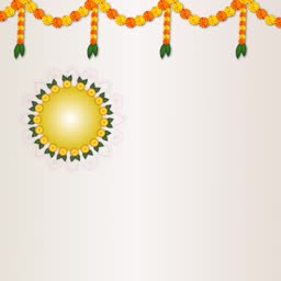Diwali festive background with marigold flower garlands and decorative sun mandala