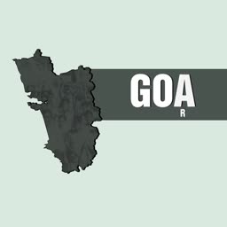 A minimalist graphic of the Goa state outline map with the text GOA displayed prominently.
