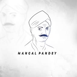 Line art illustration of Indian revolutionary Mangal Pandey with text label