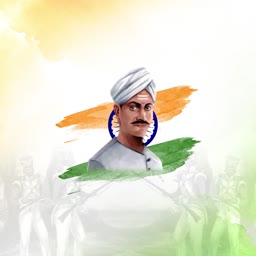 Portrait of Mangal Pandey with the Indian tricolor flag background