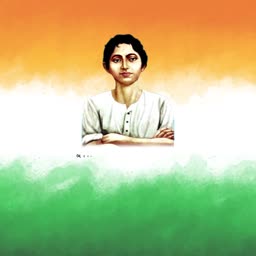 Portrait of Indian revolutionary Khudiram Bose with an Indian tricolor background