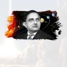 Portrait of Dr. Vikram Sarabhai with celestial space background