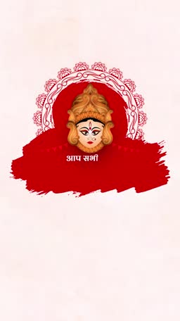Goddess Durga face illustration for Durga Puja greeting card