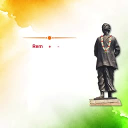 A statue of an Indian freedom fighter against a background colored like the Indian national flag