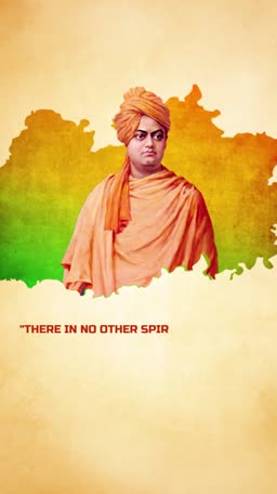 Swami Vivekananda portrait against a tri-color background with a partial quote.