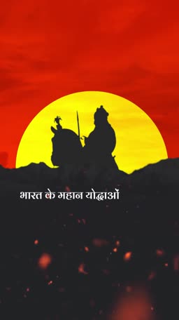 A silhouette of an ancient Indian warrior on horseback against a setting sun