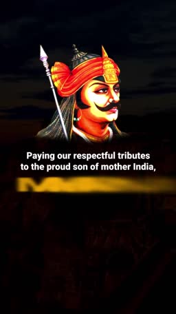 Portrait of Maharana Pratap with respectful tribute text overlay