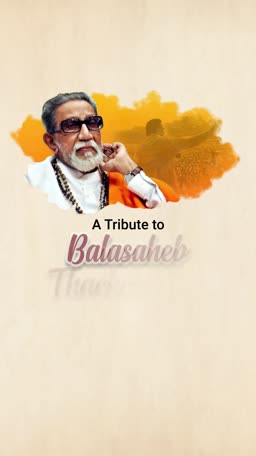 Commemorative tribute portrait of Balasaheb Thackeray with saffron artistic background