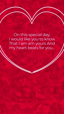A romantic love message displayed inside a white heart outline on a textured red background