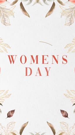 Elegant floral frame surrounding the text Womens Day on a light background