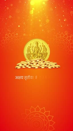Gold coins with Goddess Lakshmi symbol for Akshaya Tritiya festival