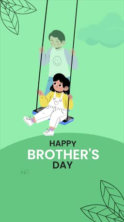 A brother pushing his sister on a swing for Happy Brother's Day celebration.