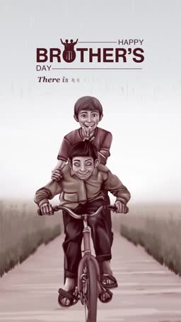 Two young brothers riding a bicycle together on a path, celebrating Brother's Day.