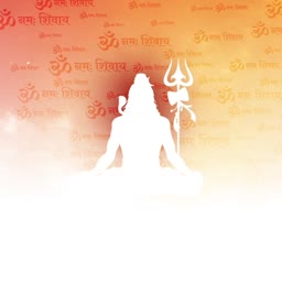 Silhouette of Lord Shiva meditating with Trishul on a spiritual orange background