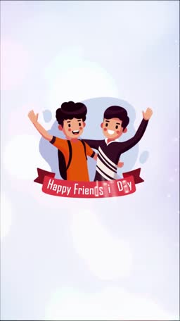Two joyful boys with hands raised celebrating Happy Friends Day