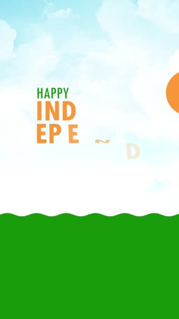 Minimalist graphic for Indian Independence Day with sky and green ground