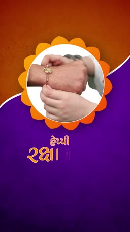 Person tying a rakhi on a wrist with happy raksha bandhan text in Hindi