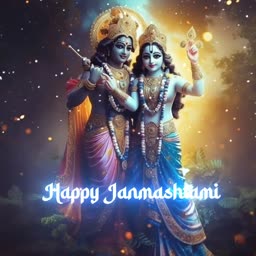 Lord Krishna and Radha standing together with divine light and bokeh effect