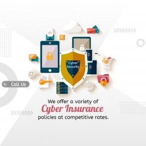 Various cyber security icons and shield illustration representing cyber insurance coverage