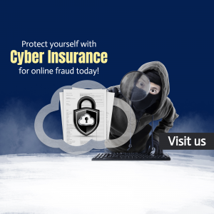 A hooded hacker figure looking through a magnifying glass at a secure document with a padlock icon, representing cyber insurance.