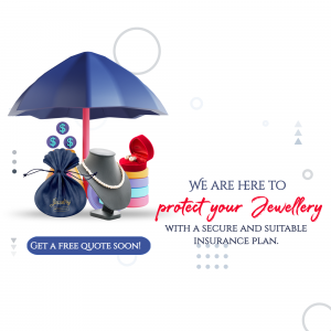 A protective umbrella over jewellery items representing an insurance plan
