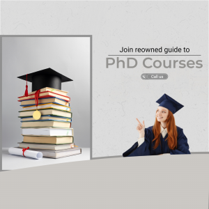 Professional guidance for PhD courses featuring a stack of books and a graduate student